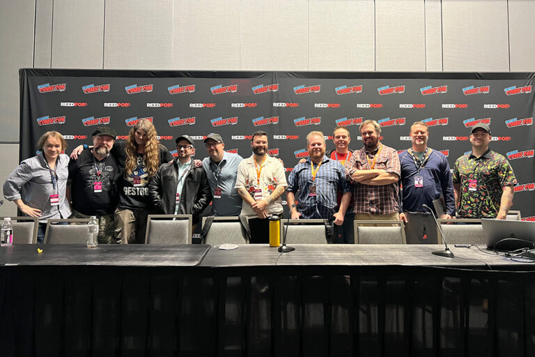 We closed out New York Comic Con with our Mad Cave Buzz panel, featuring the latest buzz and upcoming Mad Cave titles! Pictured, from left to right: Chris Batista, Tommy Lee Edwards, Amit Tishler, Steve Orlando, Alex Segura, Matt Emmons, David Pepose, Jeremy Adams, Alex Cormack, Mike Marts, and Chas! Pangburn
