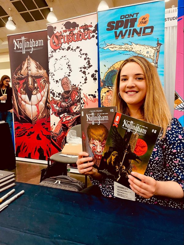 Ringo-nominated colorist, Ellie Wright, signing Tales From Nottingham #4 at Baltimore Comic Con 2023